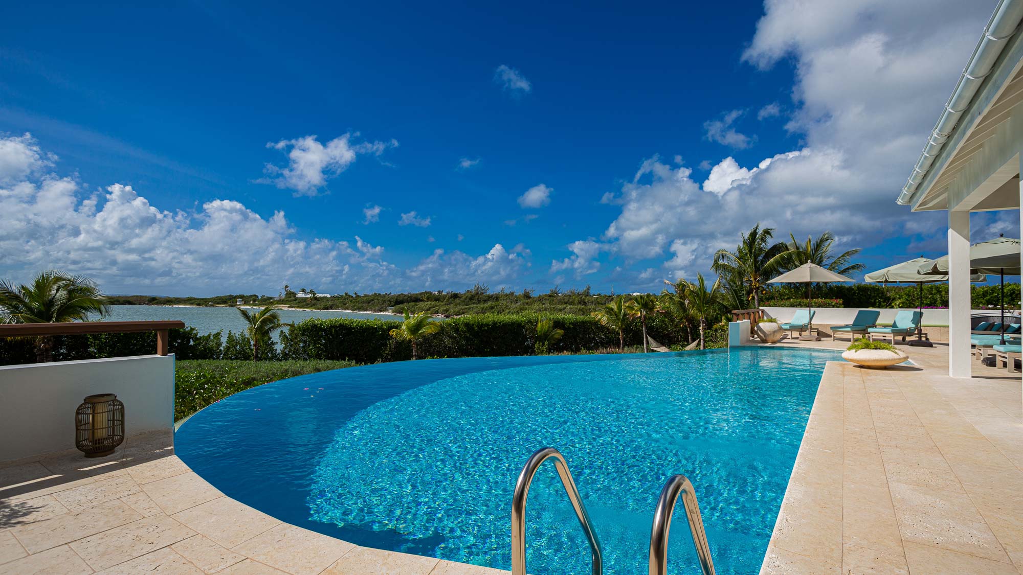 Curved pool with evening light